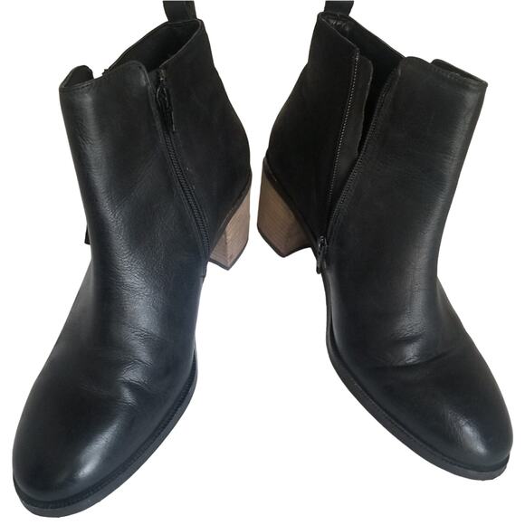 Crevo Boots Womens 10 black Autumn Tassel Leather Ankle Side Zip Block Heel - Picture 2 of 14